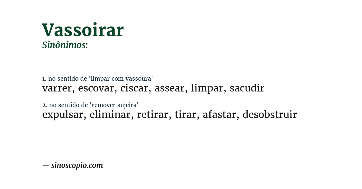 Sinônimo de vassoirar