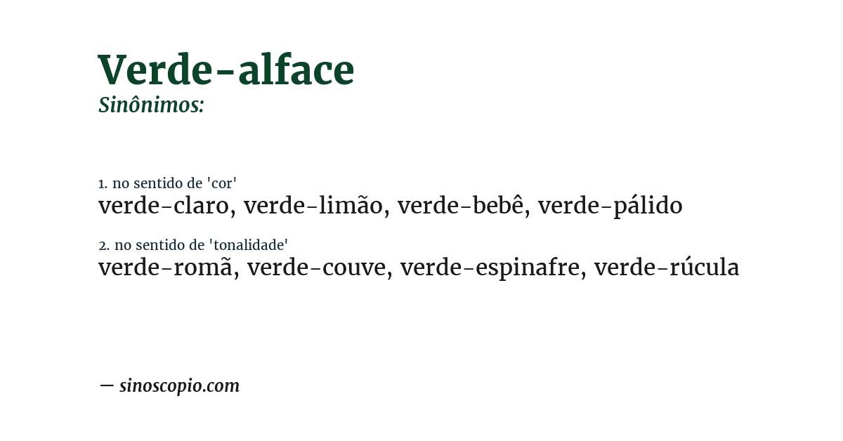 Sinônimo de verde-alface