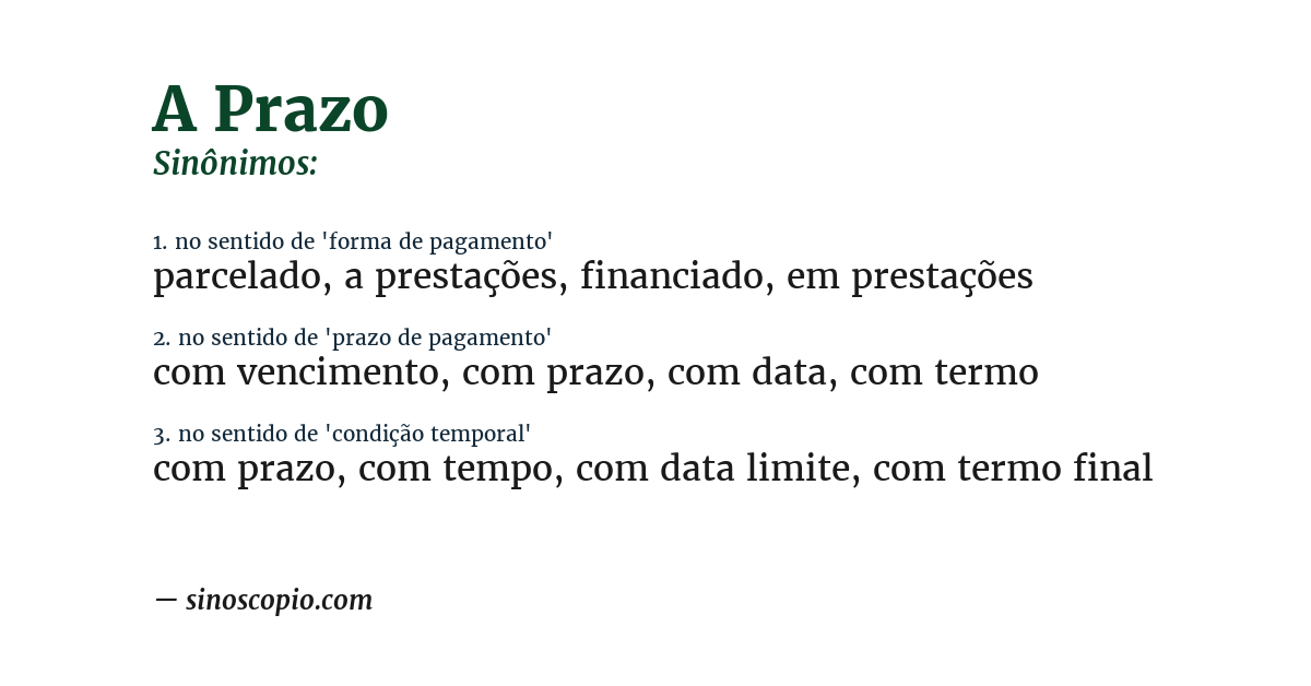 Sinônimo de a prazo