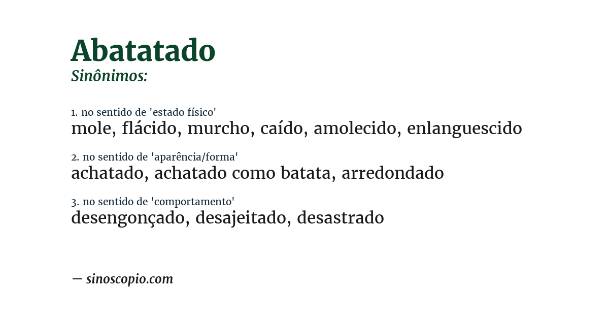 Sinônimo de abatatado