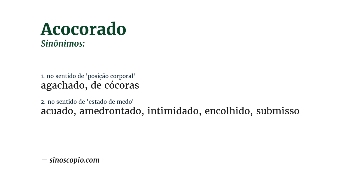 Sinônimo de acocorado