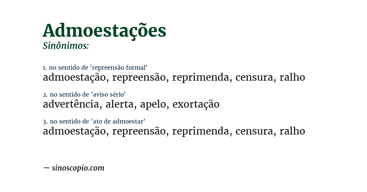Sinônimo de admoestações