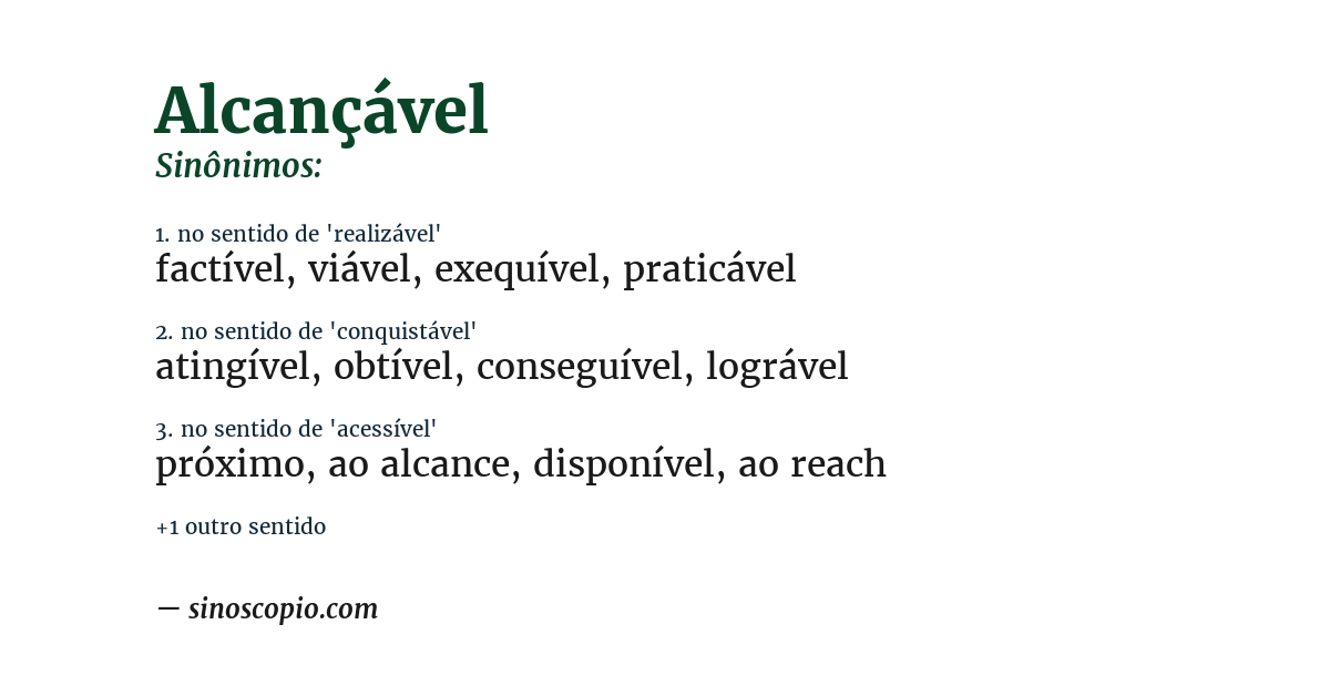 Sinônimo de alcançável