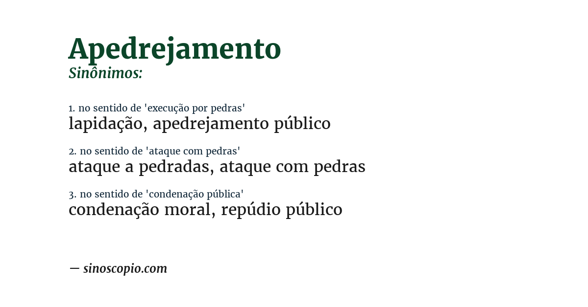 Sinônimo de apedrejamento