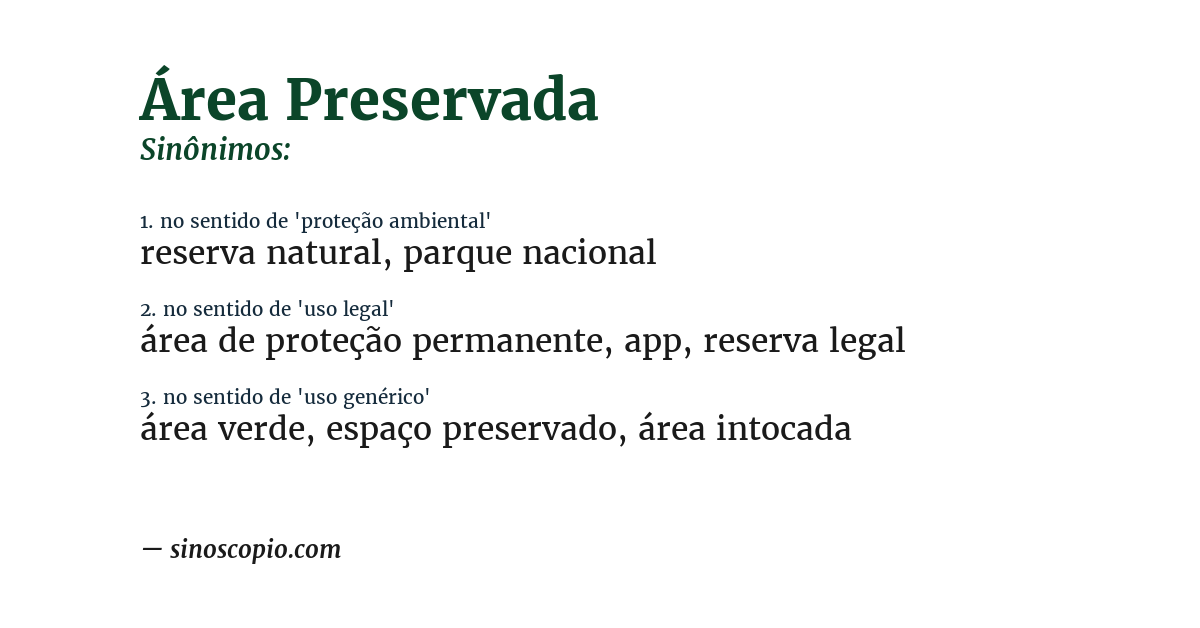 Sinônimo de área preservada