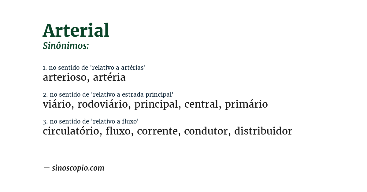 Sinônimo de arterial
