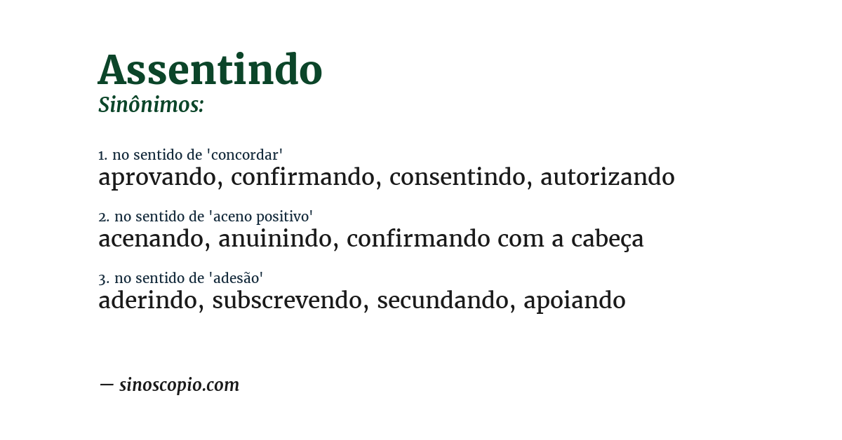 Sinônimo de assentindo