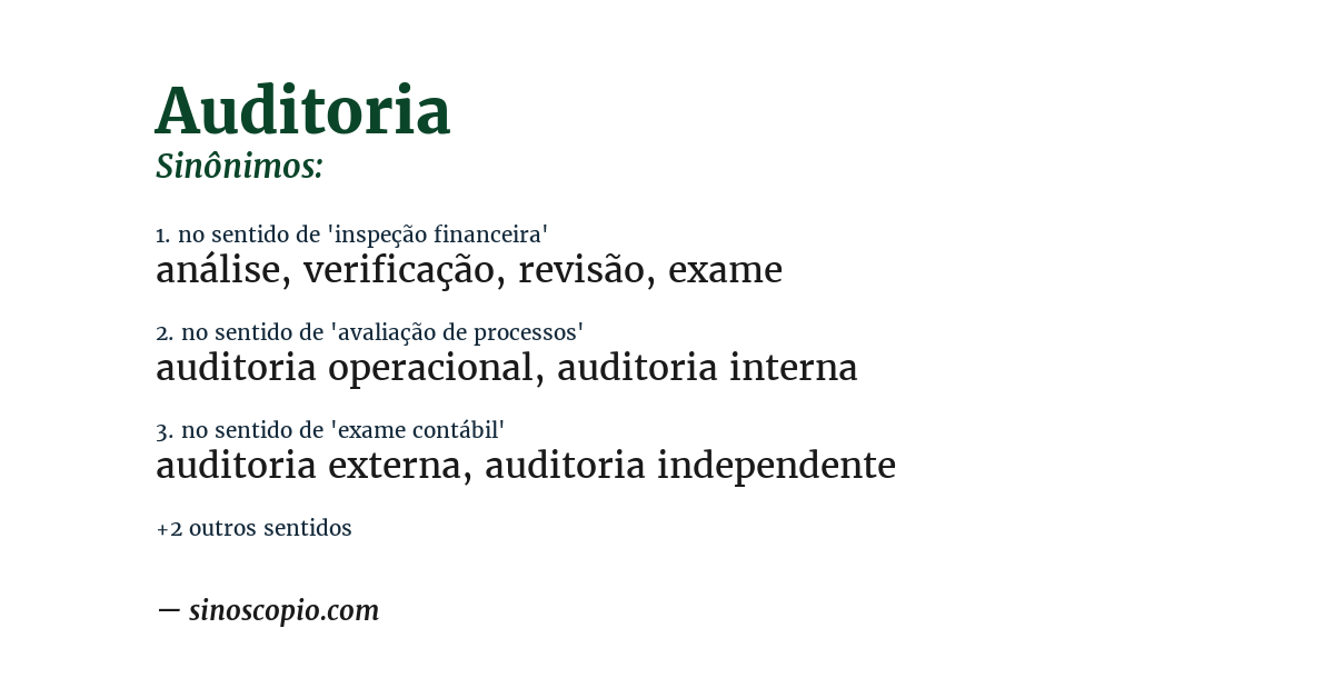 Sinônimo de auditoria