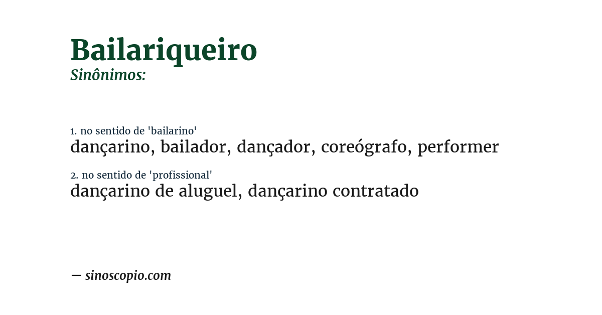 Sinônimo de bailariqueiro