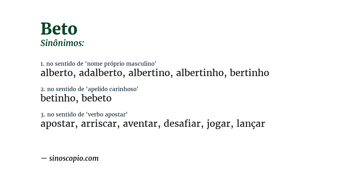 Sinônimo de beto