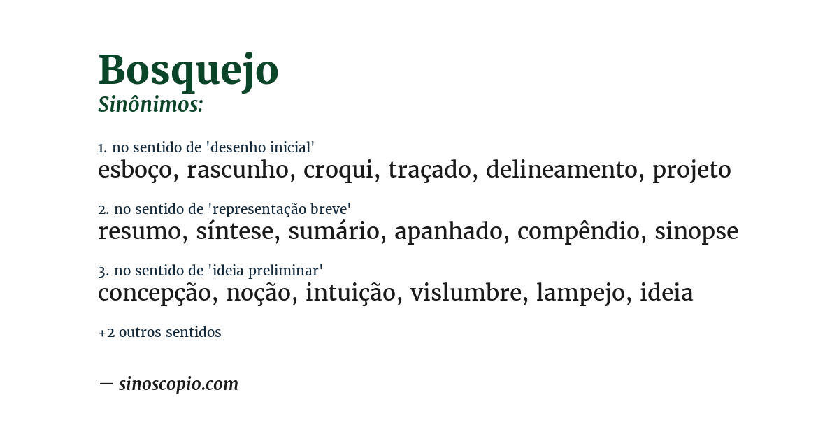 Sinônimo de bosquejo
