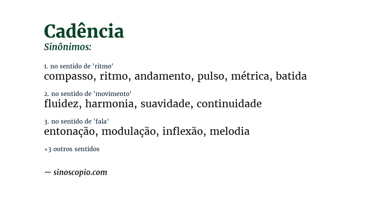 Sinônimo de cadência