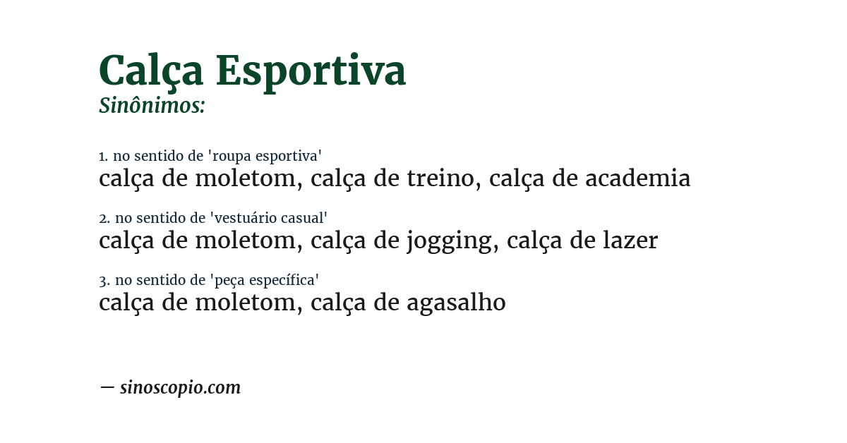 Sinônimo de calça esportiva
