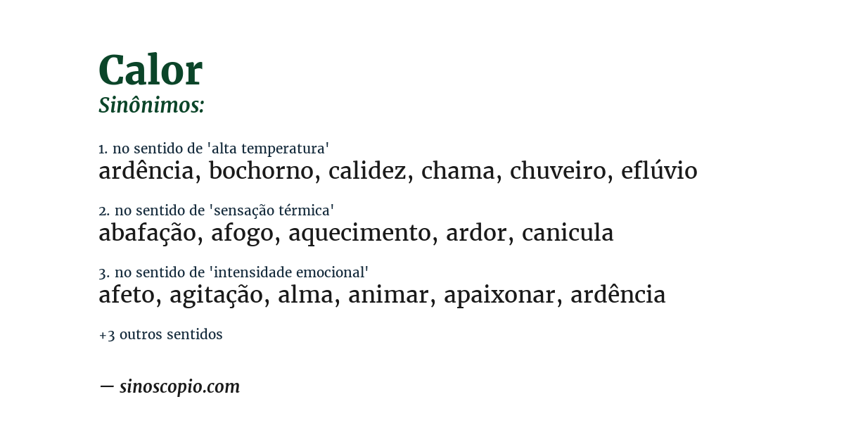 Sinônimo de calor