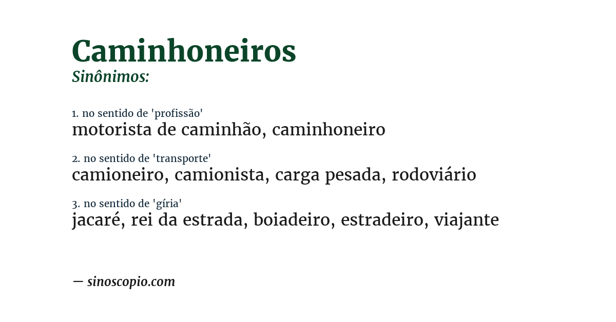 Sinônimo de caminhoneiros