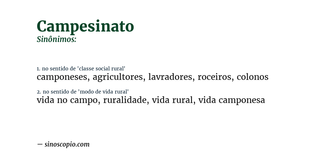 Sinônimo de campesinato