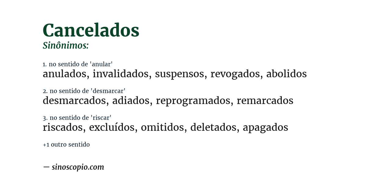 Sinônimo de cancelados