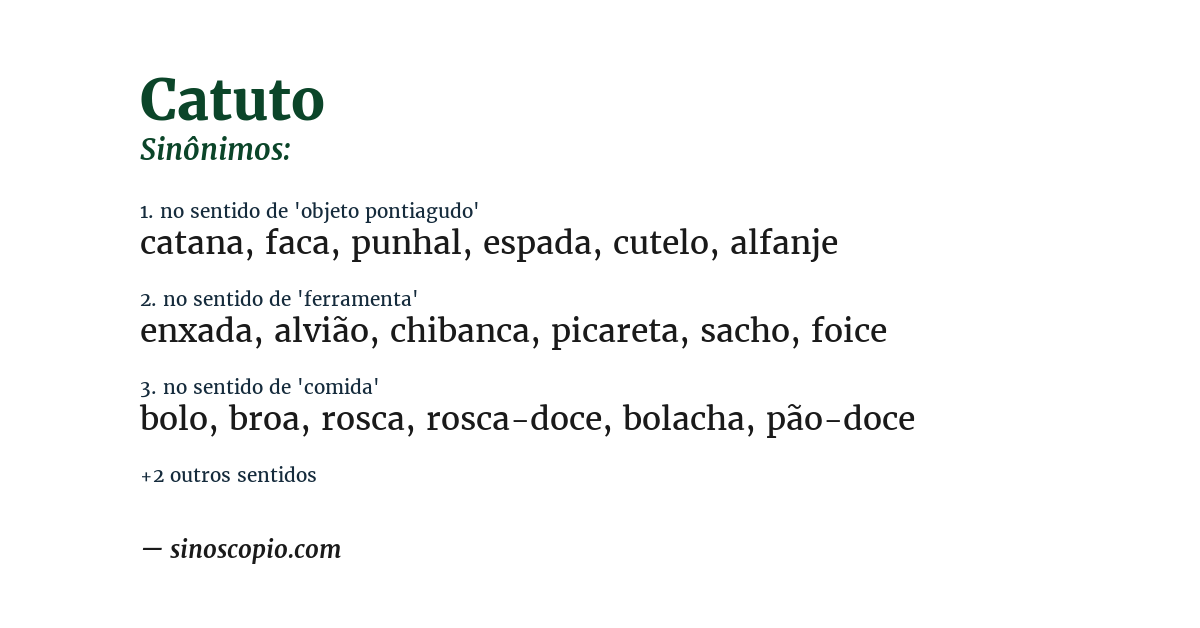 Sinônimo de catuto
