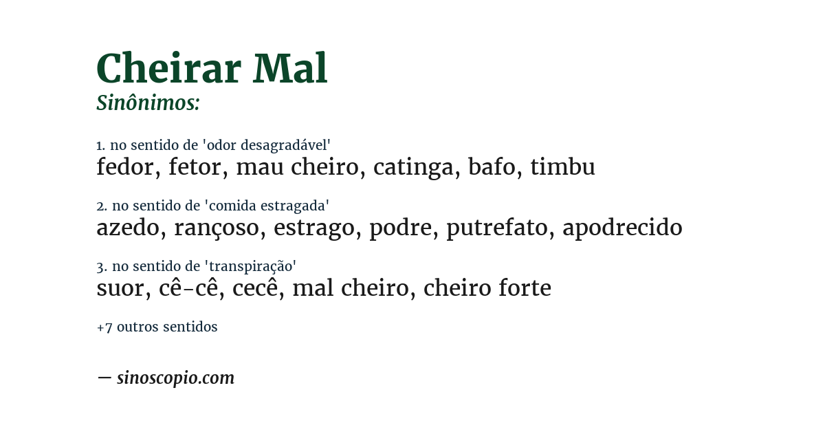 Sinônimo de cheirar mal