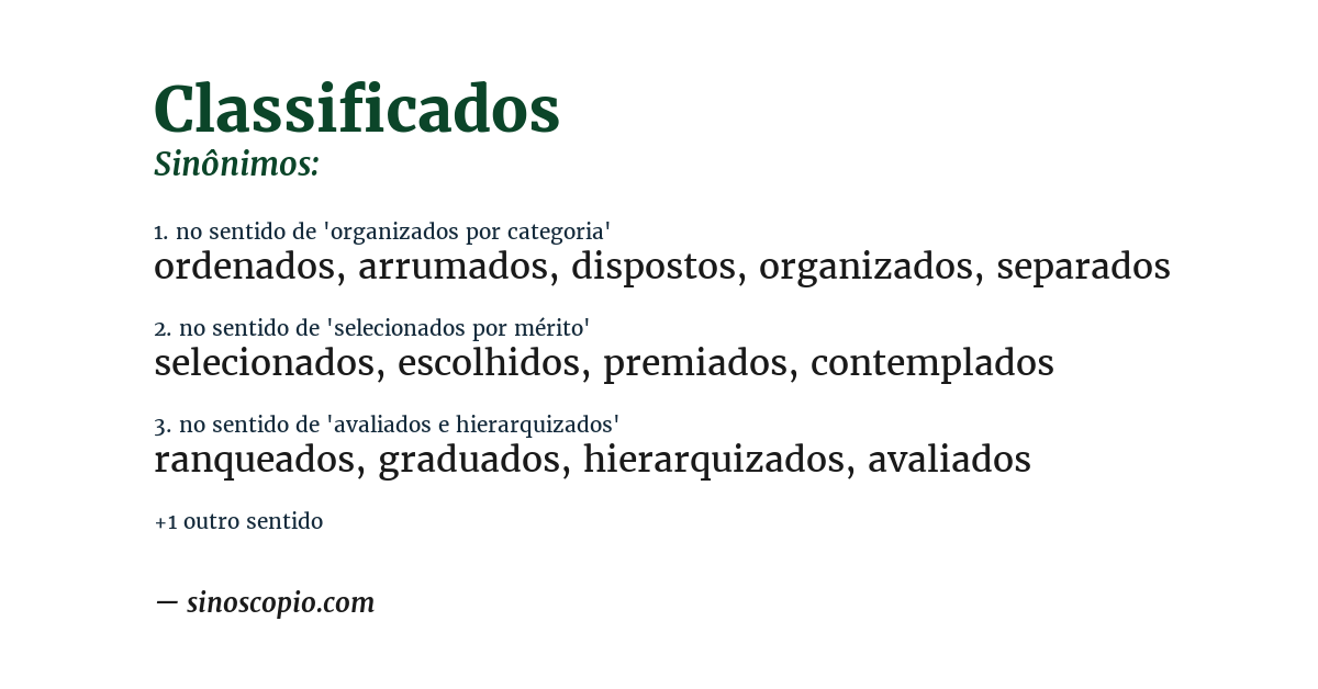 Sinônimo de classificados