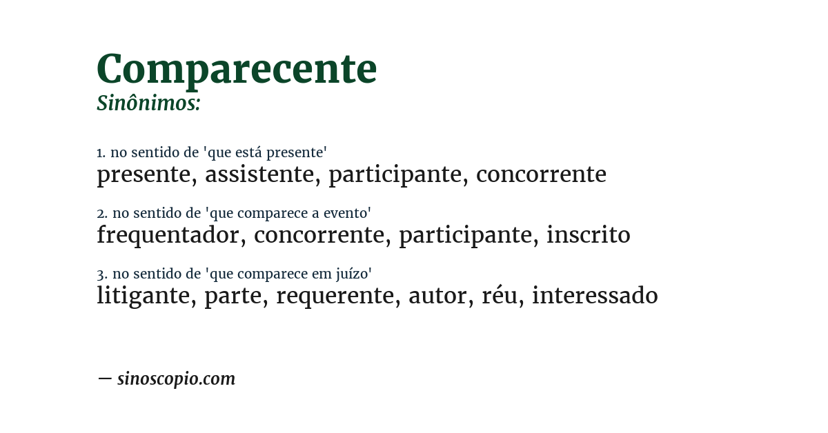 Sinônimo de comparecente