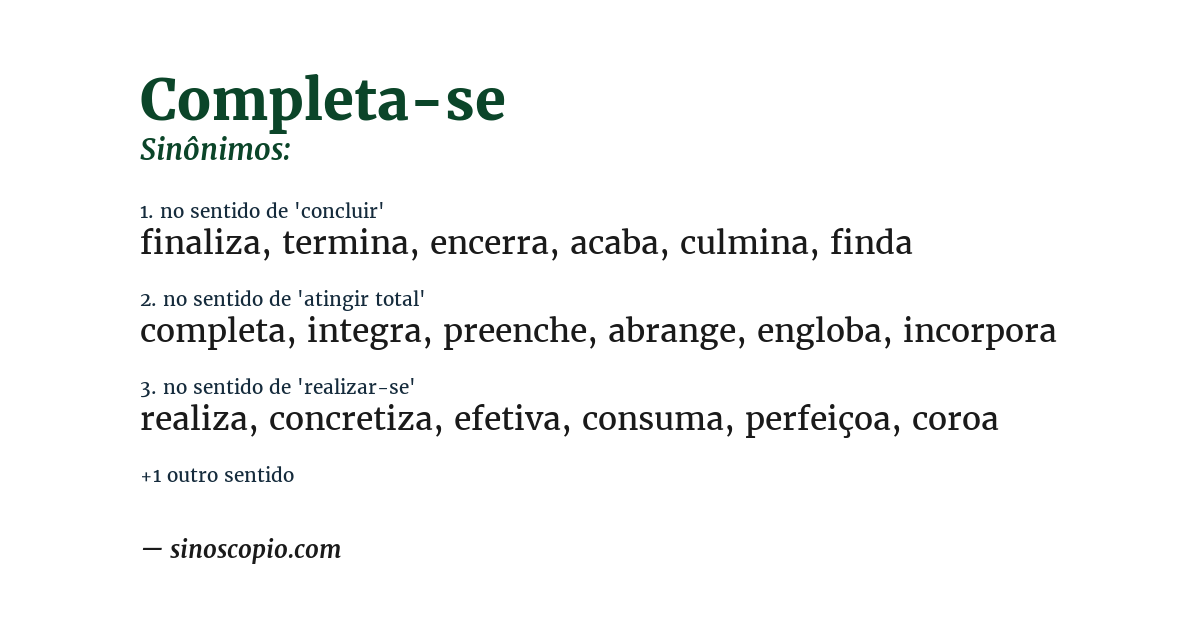Sinônimo de completa-se