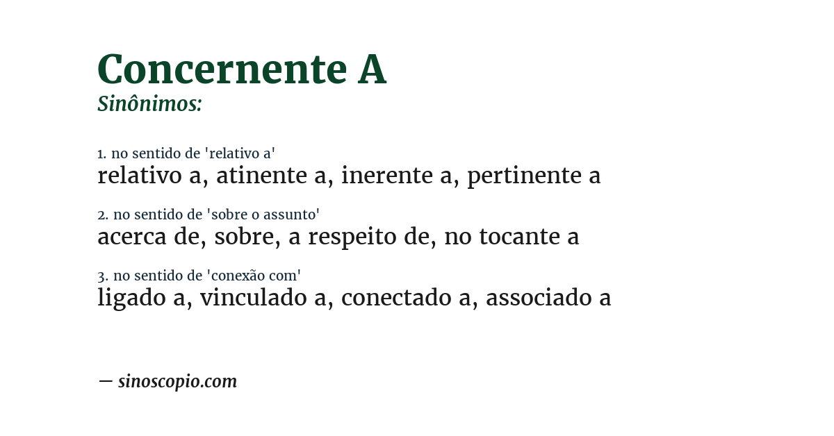 Sinônimo de concernente a