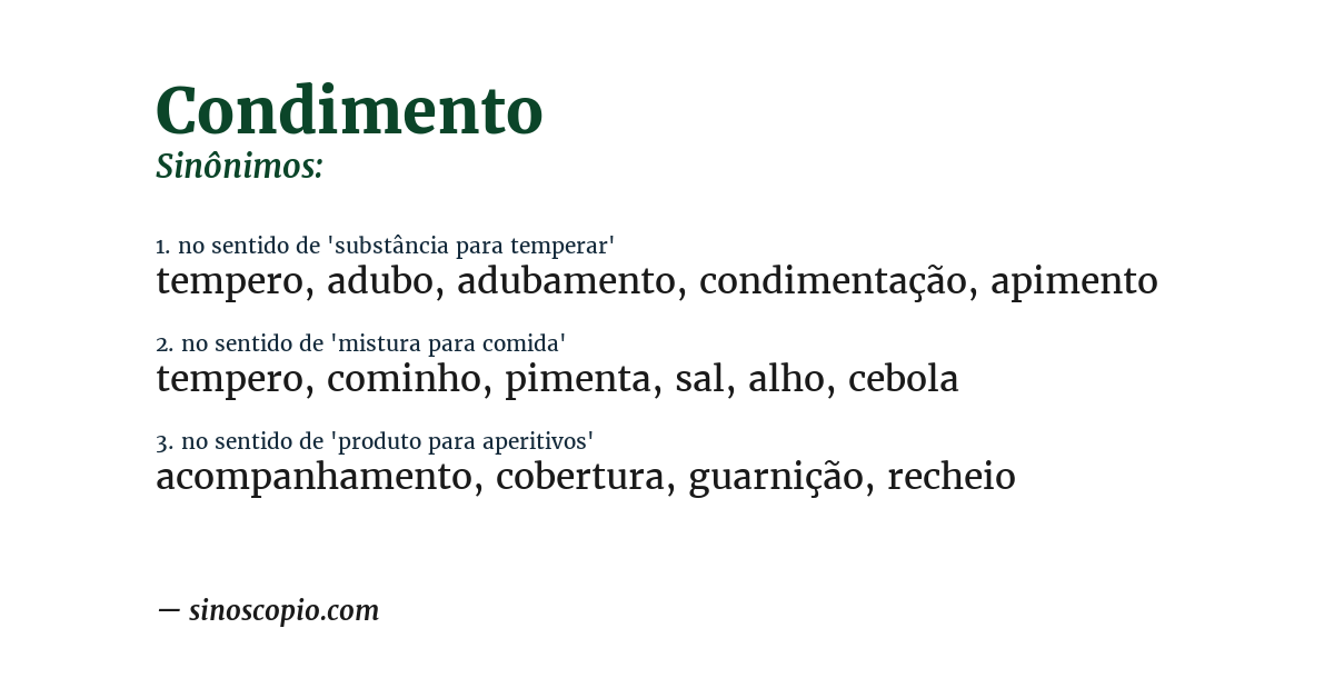 Sinônimo de condimento