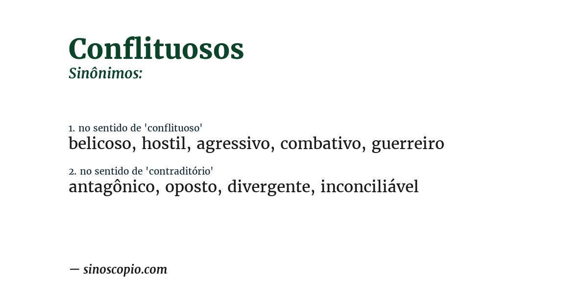 Sinônimo de conflituosos