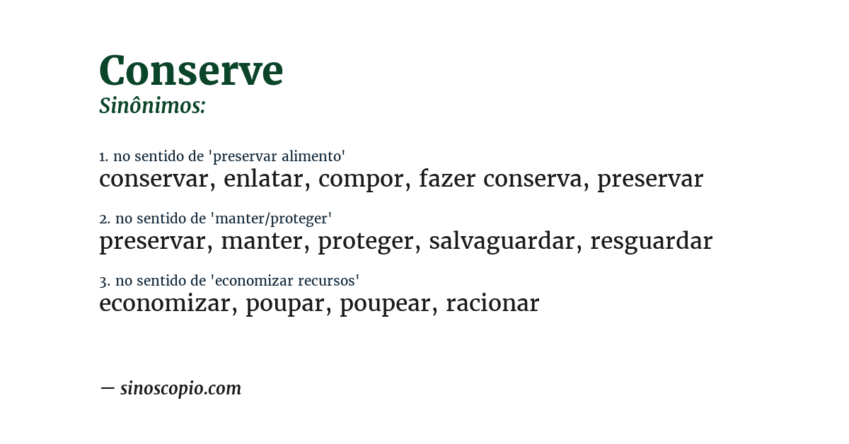 Sinônimo de conserve