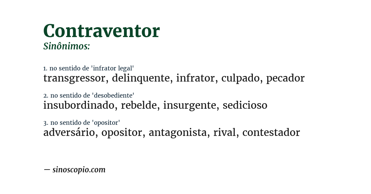 Sinônimo de contraventor
