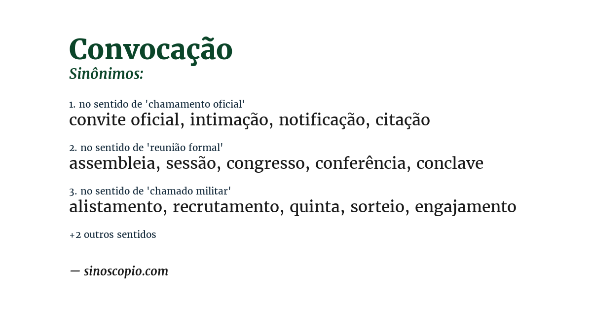 Sinônimo de convocação