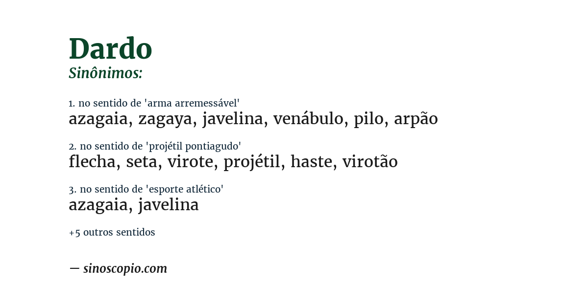 Sinônimo de dardo