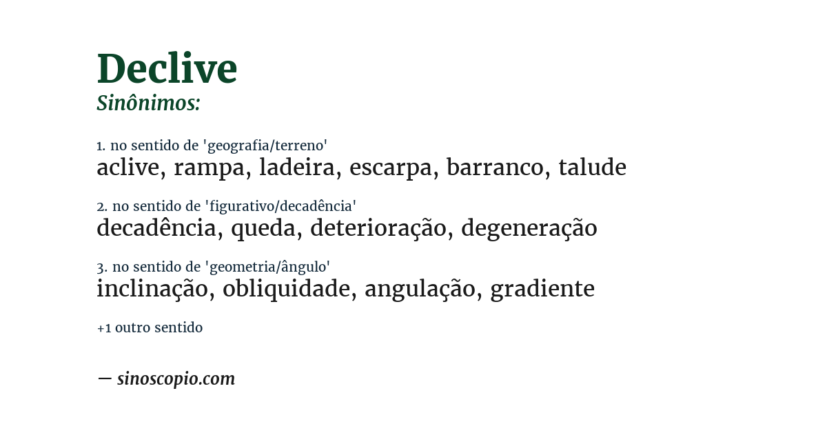 Sinônimo de declive