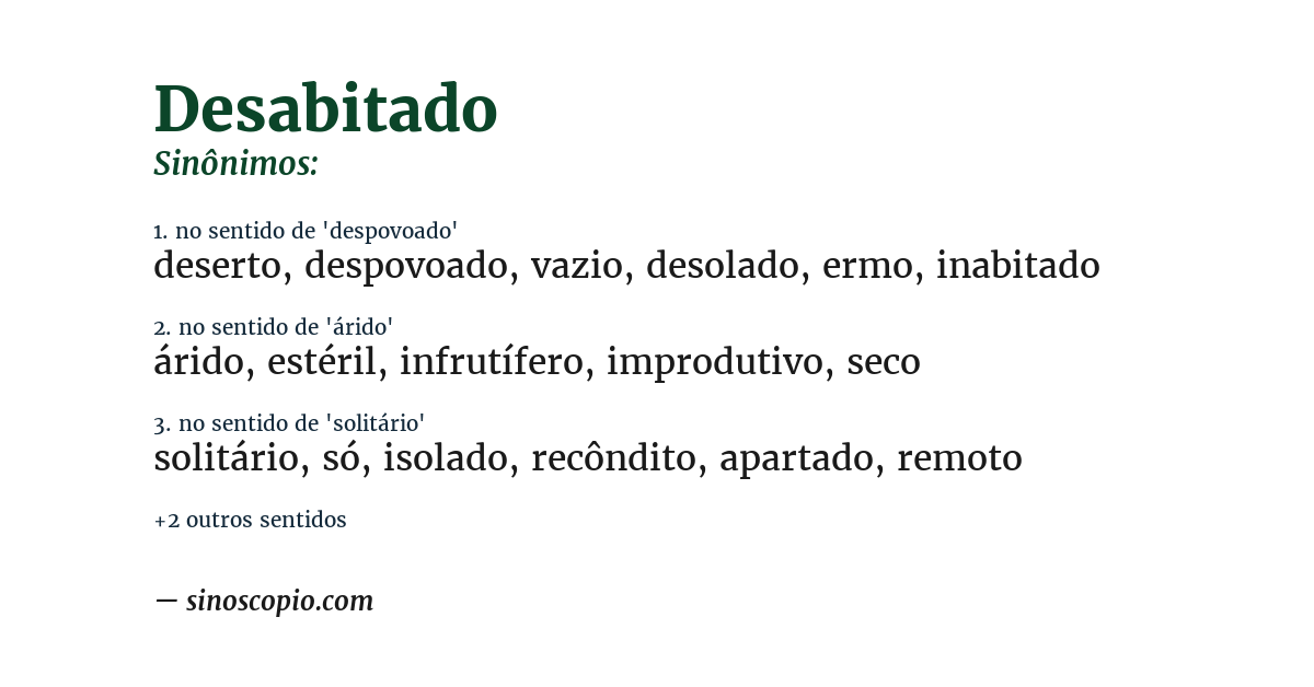 Sinônimo de desabitado