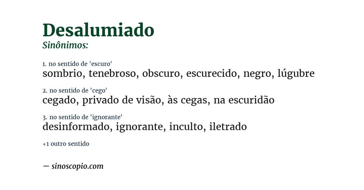Sinônimo de desalumiado