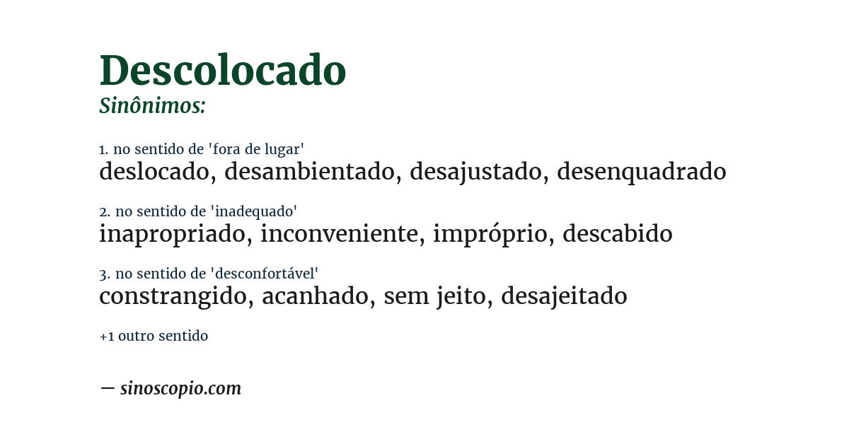 Sinônimo de descolocado