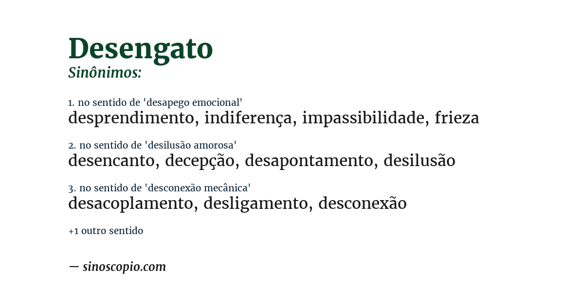 Sinônimo de desengato