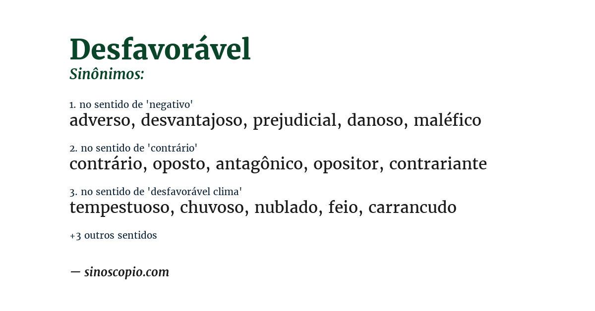 Sinônimo de desfavorável