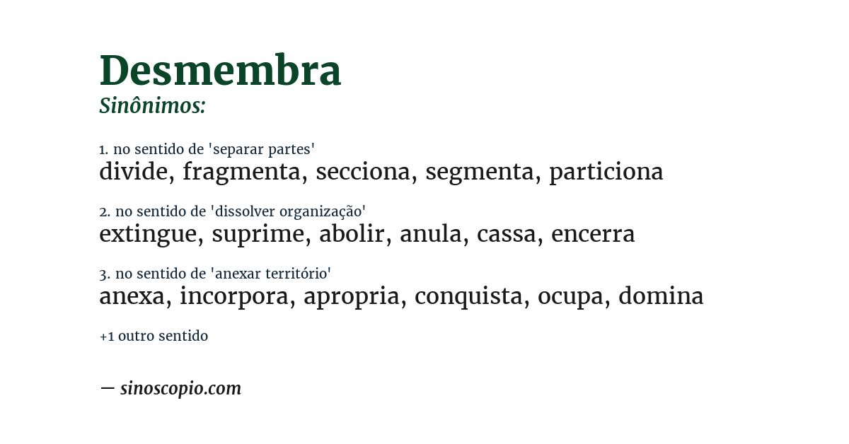 Sinônimo de desmembra