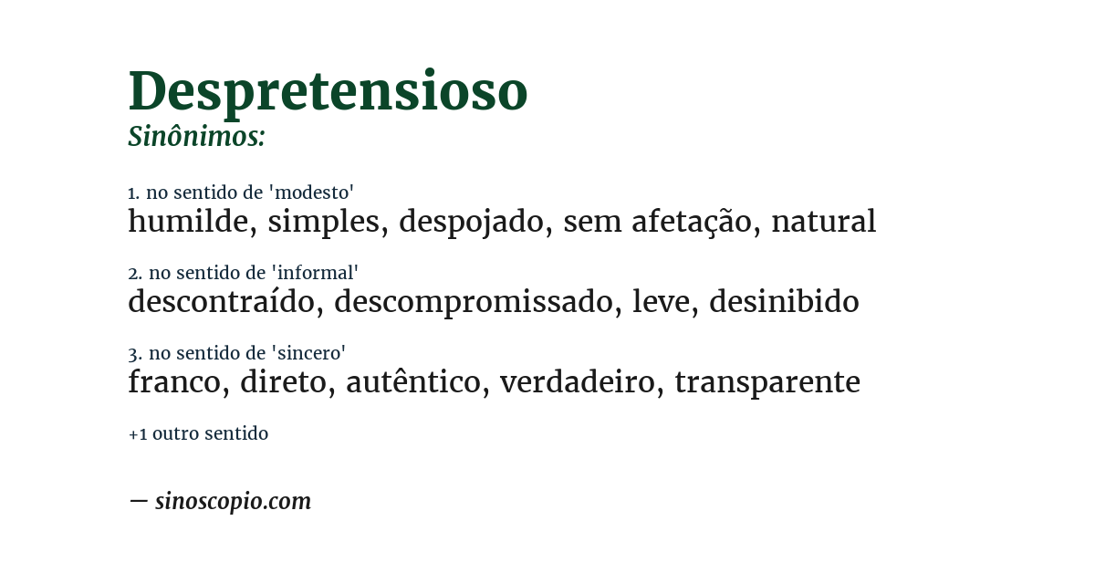 Sinônimo de despretensioso