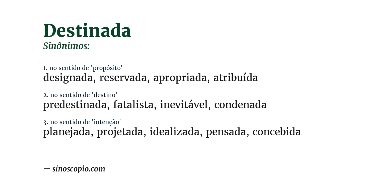Sinônimo de destinada