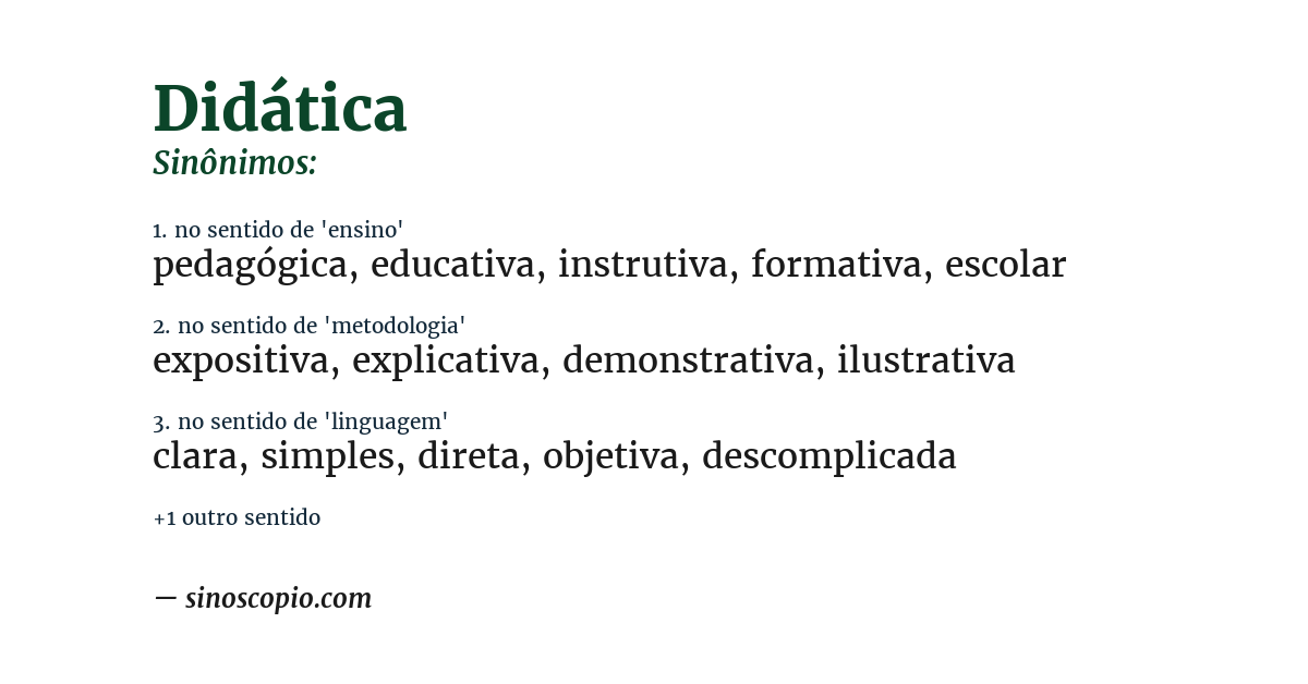 Sinônimo de didática