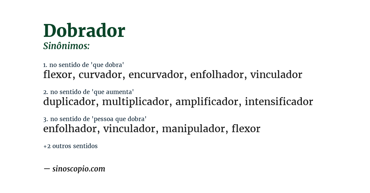Sinônimo de dobrador