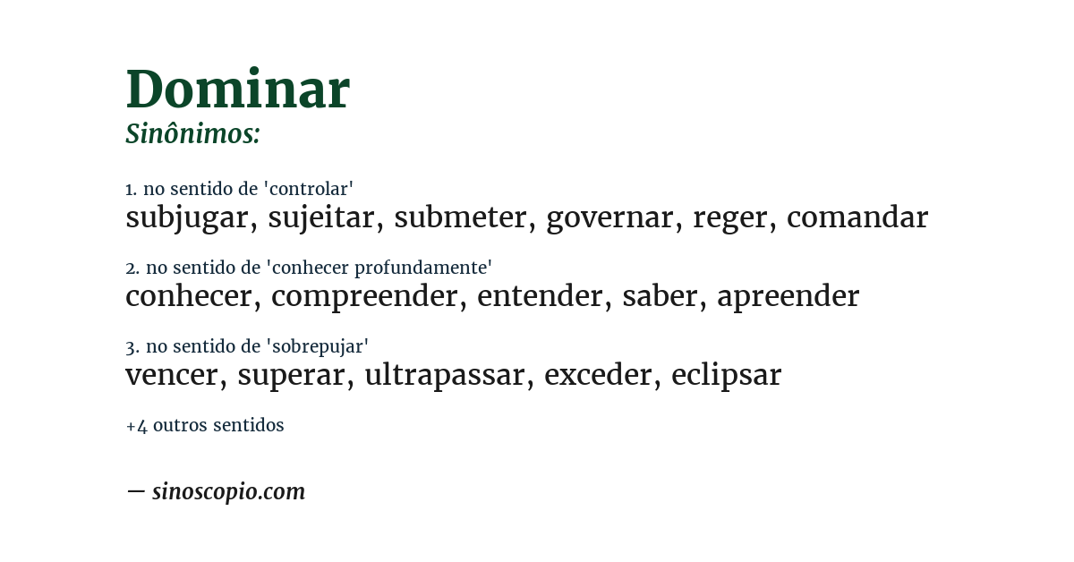 Sinônimo de dominar