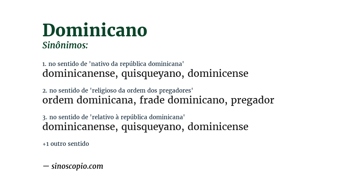 Sinônimo de dominicano