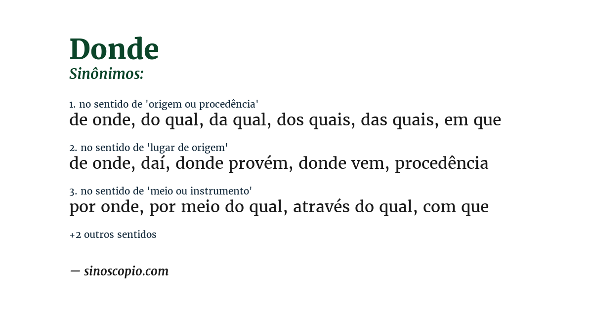 Sinônimo de donde