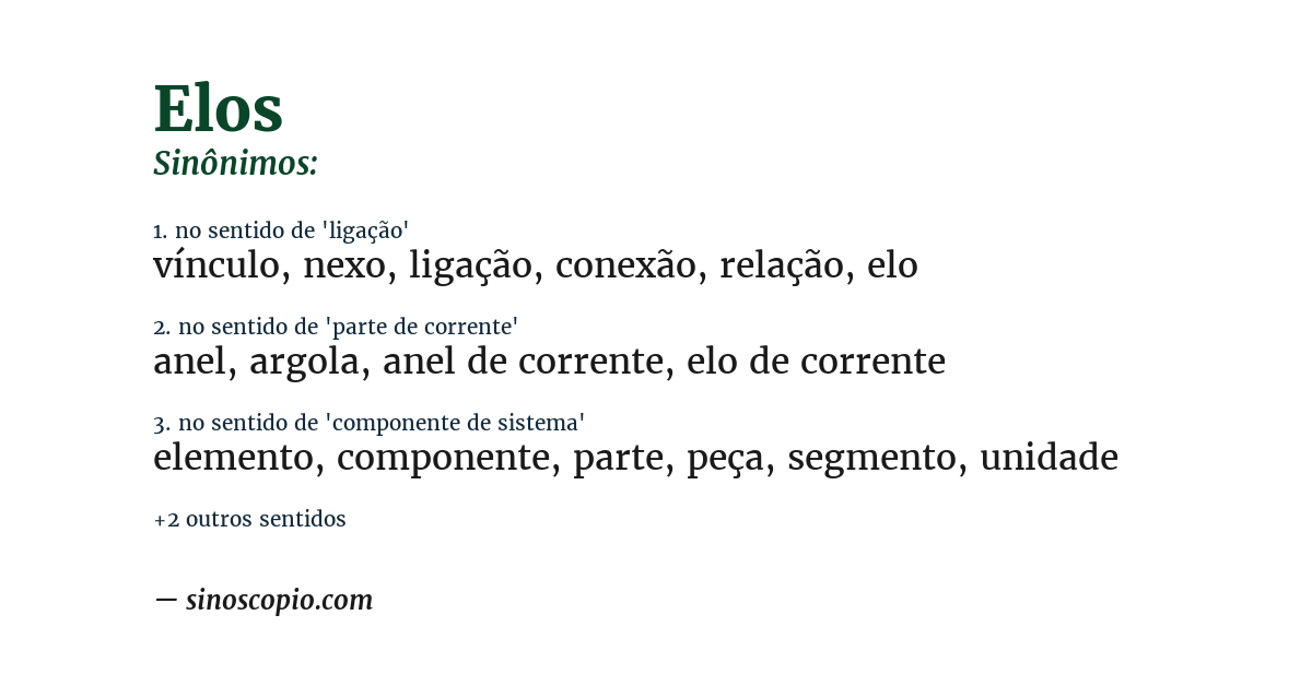 Sinônimo de elos
