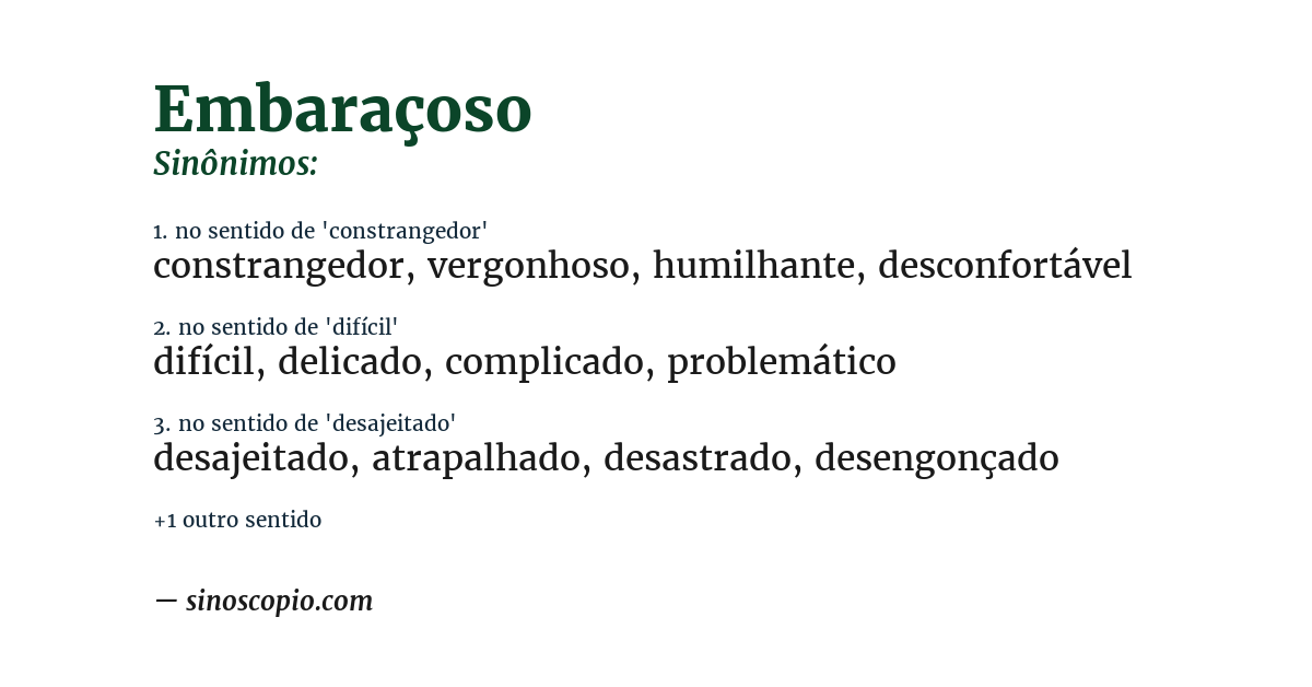 Sinônimo de embaraçoso