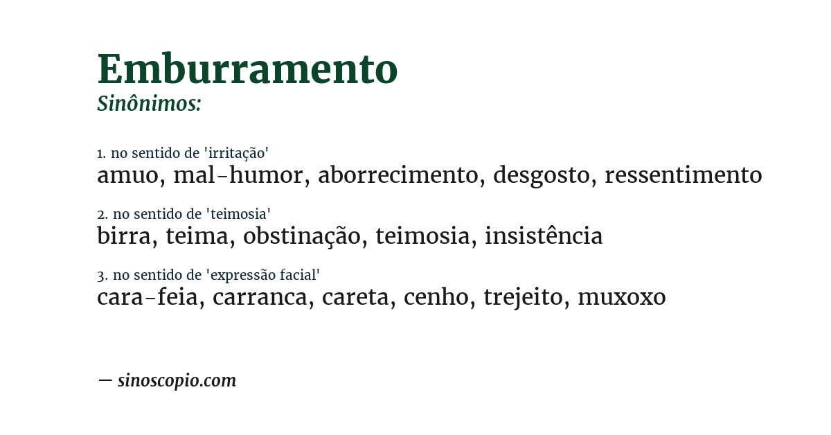Sinônimo de emburramento